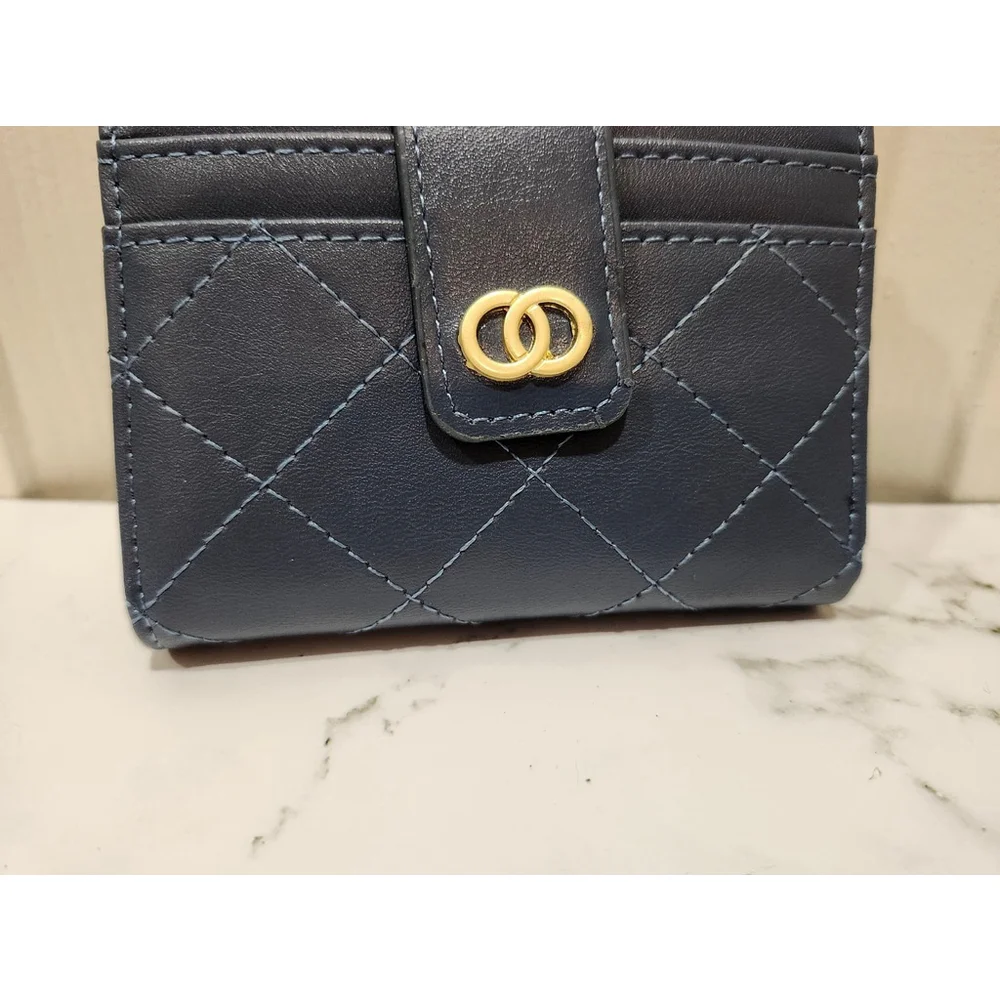 Crisscross Pattern Buckle Wallet In Blue